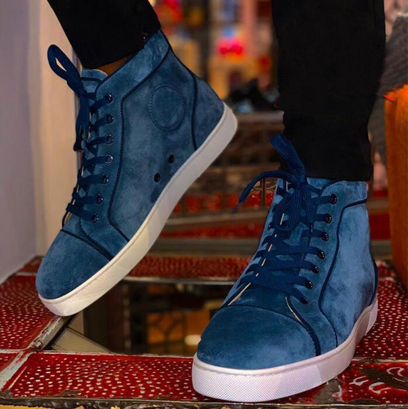 Newest Mens Red Bottom Sneakers women High-top Blue Suede Sneaker Women Leather Studded Sneakers Lace Up Party shoes, As is shown in
Newest Mens Red Bottom Sneakers women High-top Blue Suede Sneaker Women Leather Studded Sneakers Lace Up Party shoes, As is shown in