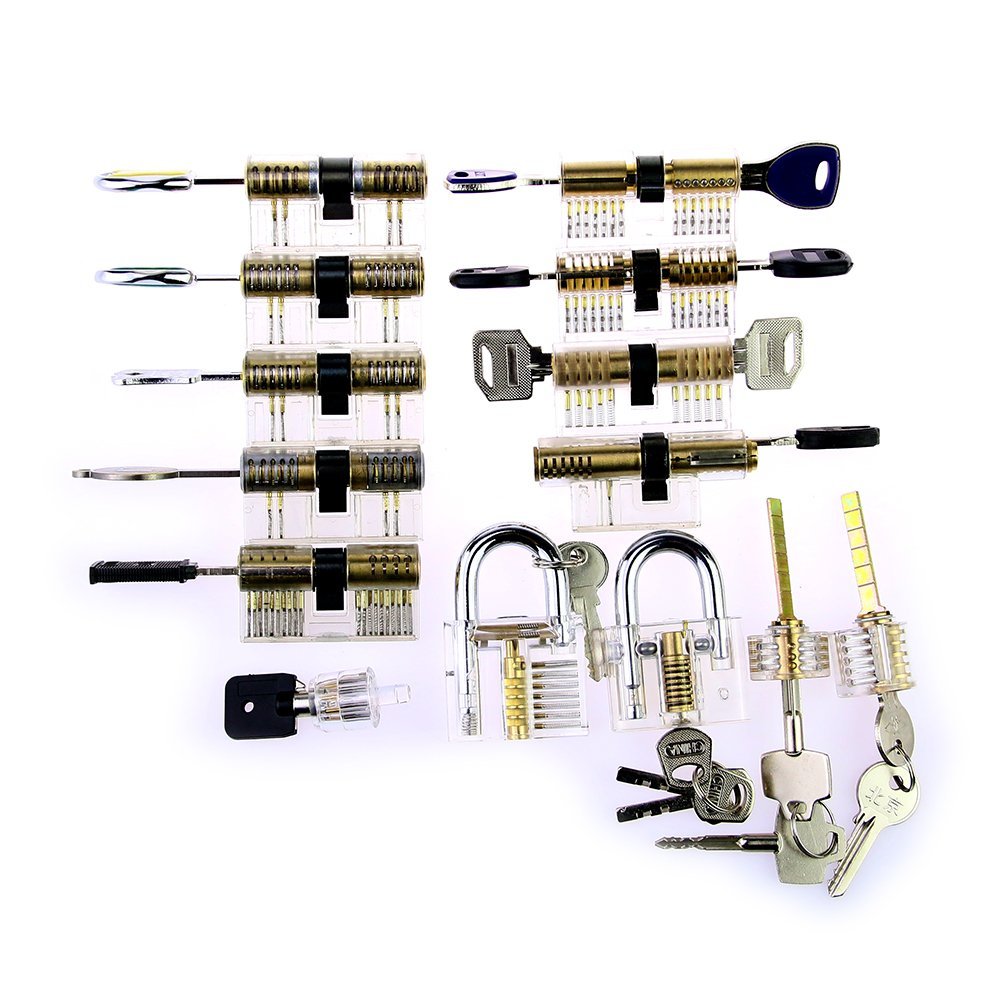 Master locksmith 14 transparent locks and 9 lock pick suits as gifts for Pro Locksmith exercises and training skills
Master locksmith 14 transparent locks and 9 lock pick suits as gifts for Pro Locksmith exercises and training skills