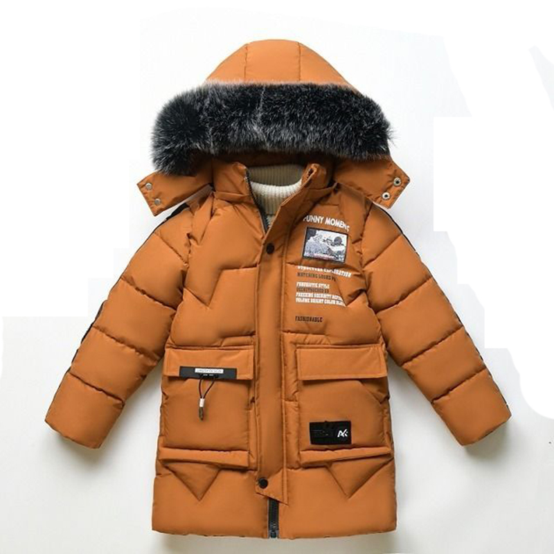 winter children's clothing children's boy cotton padded warm down jacket in the big boy baby long coat coat LJ201130