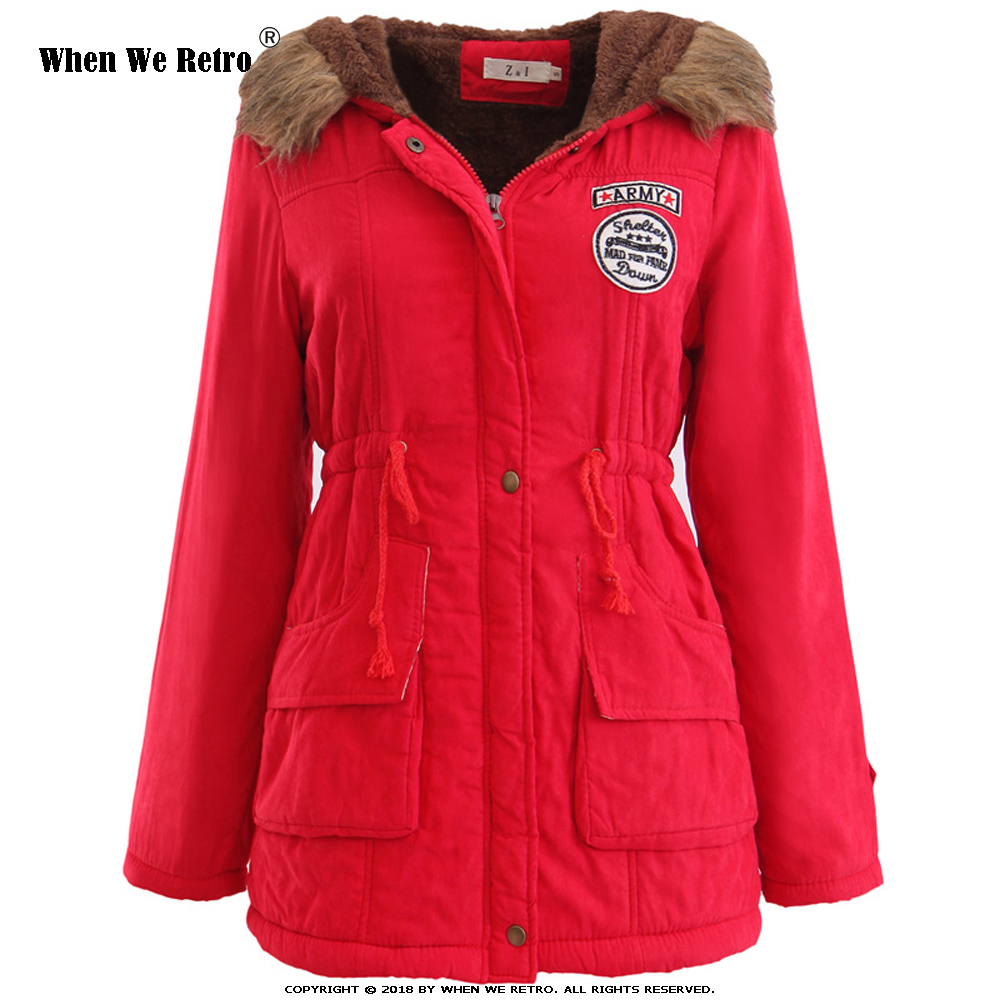 When We Retro Womens Parka Casual Outwear Autumn Winter Thick Warm Hooded Jackets Coat Plus Size 3xl Slim Women's Jackets QY0611 T200114