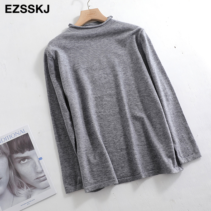 Autumn spring oversize Sweater Pullovers Women loose female basic thin Curled sweater long sleeve knit Jumpers top 201017