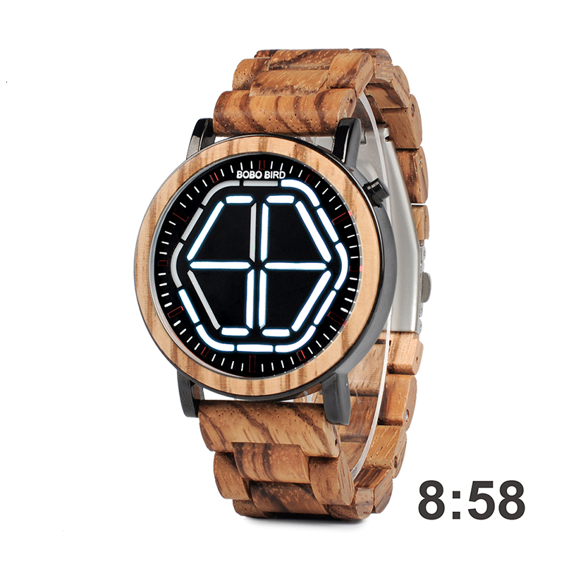 BOBO BIRD LED Display Watch Men relogio masculino Night Vision Digital Mens Watches reloj hombre V-P13 CJ191213