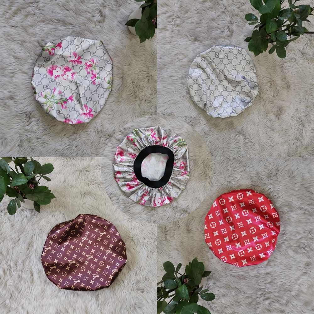 2021 High Quality Brand Designer Letter print Thick Women Shower Satin Hats Colorful Bath Shower Caps Hair Cover Waterproof Bathing Cap
2021 High Quality Brand Designer Letter print Thick Women Shower Satin Hats Colorful Bath Shower Caps Hair Cover Waterproof Bathing Cap