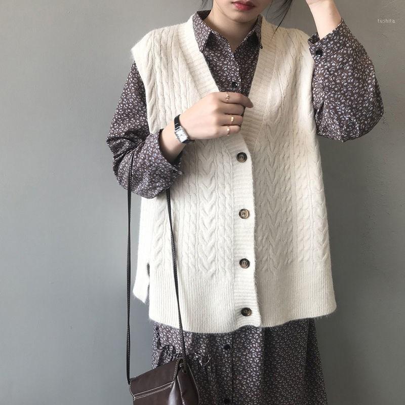 Japanese Knitted Vest Women Sweater Autumn Winter V Neck Soild Sleeveless Pullover Loose Waistcoat Chic Women' Sweaters 20201, Green
Japanese Knitted Vest Women Sweater Autumn Winter V Neck Soild Sleeveless Pullover Loose Waistcoat Chic Women' Sweaters 20201, Green