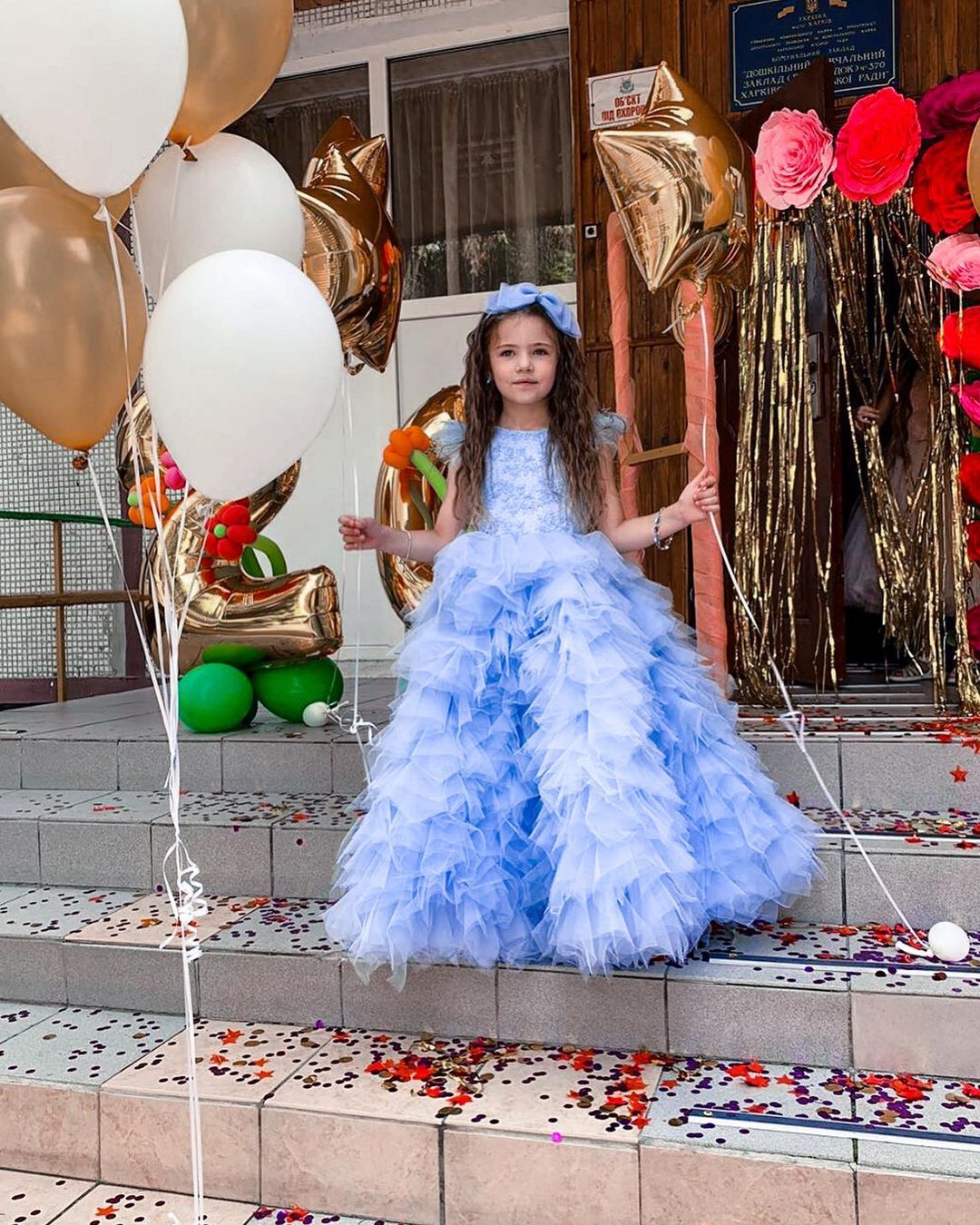 sky blue cheap flower girl dresses lace tulle little girl wedding dresses cheap communion pageant dresses gowns zj614