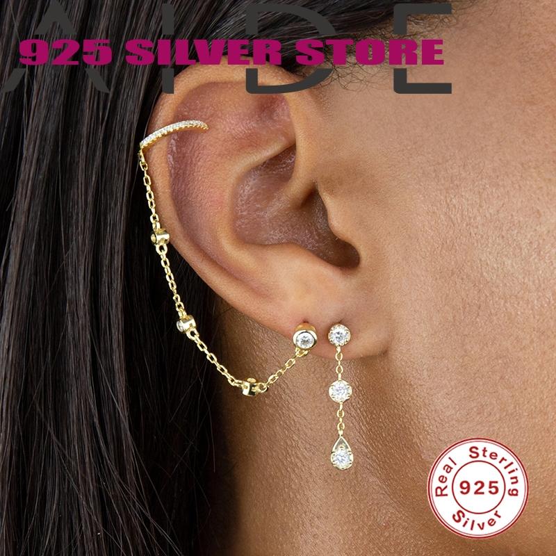 Stud Aide Women Earring 925 Sterling Silver Three Crystal Chain Tassels Brincos Dual-purpose Earrings Fine Jewelry For Party
Stud Aide Women Earring 925 Sterling Silver Three Crystal Chain Tassels Brincos Dual-purpose Earrings Fine Jewelry For Party