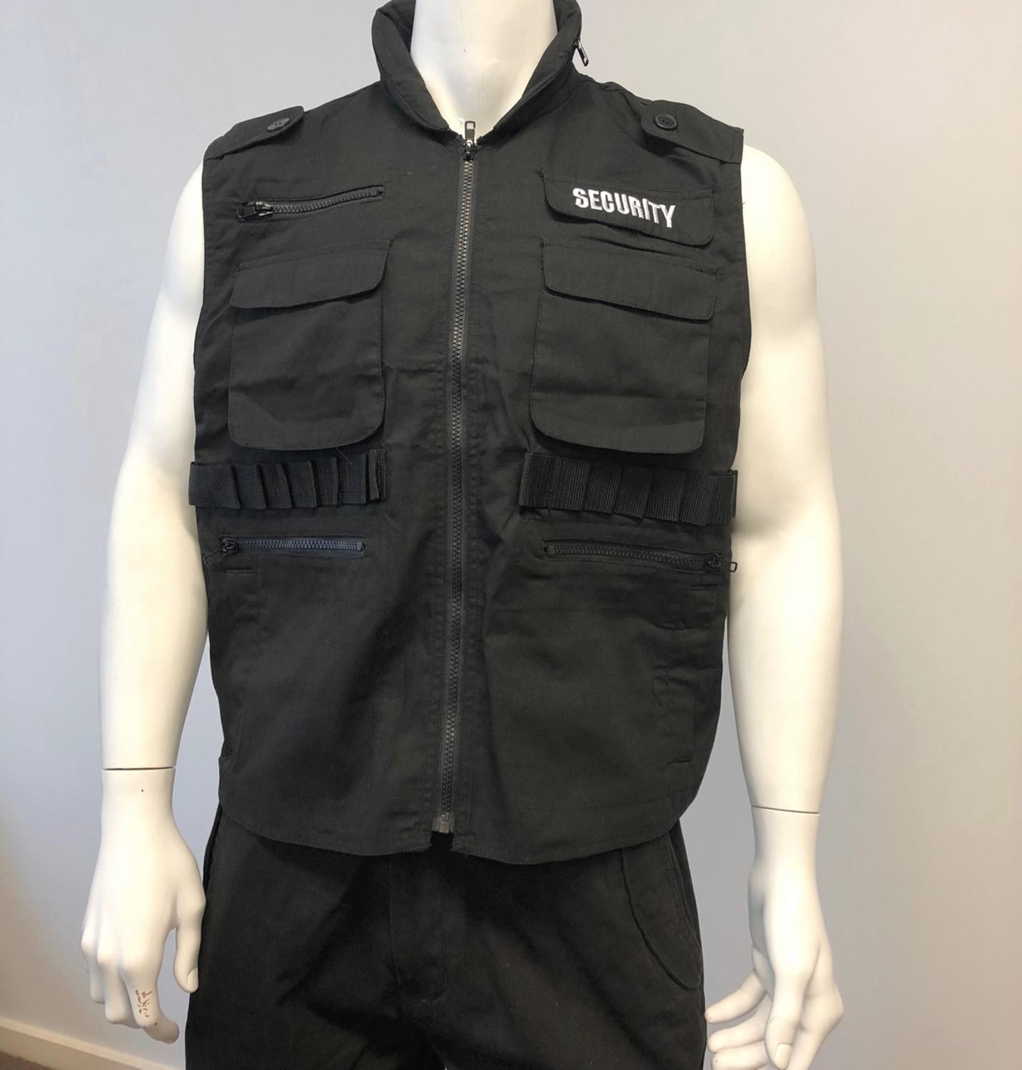 Mens Womens Army Style SECURITY Uniform Vest - Black -Size S, M,L,XL,2XL 201120