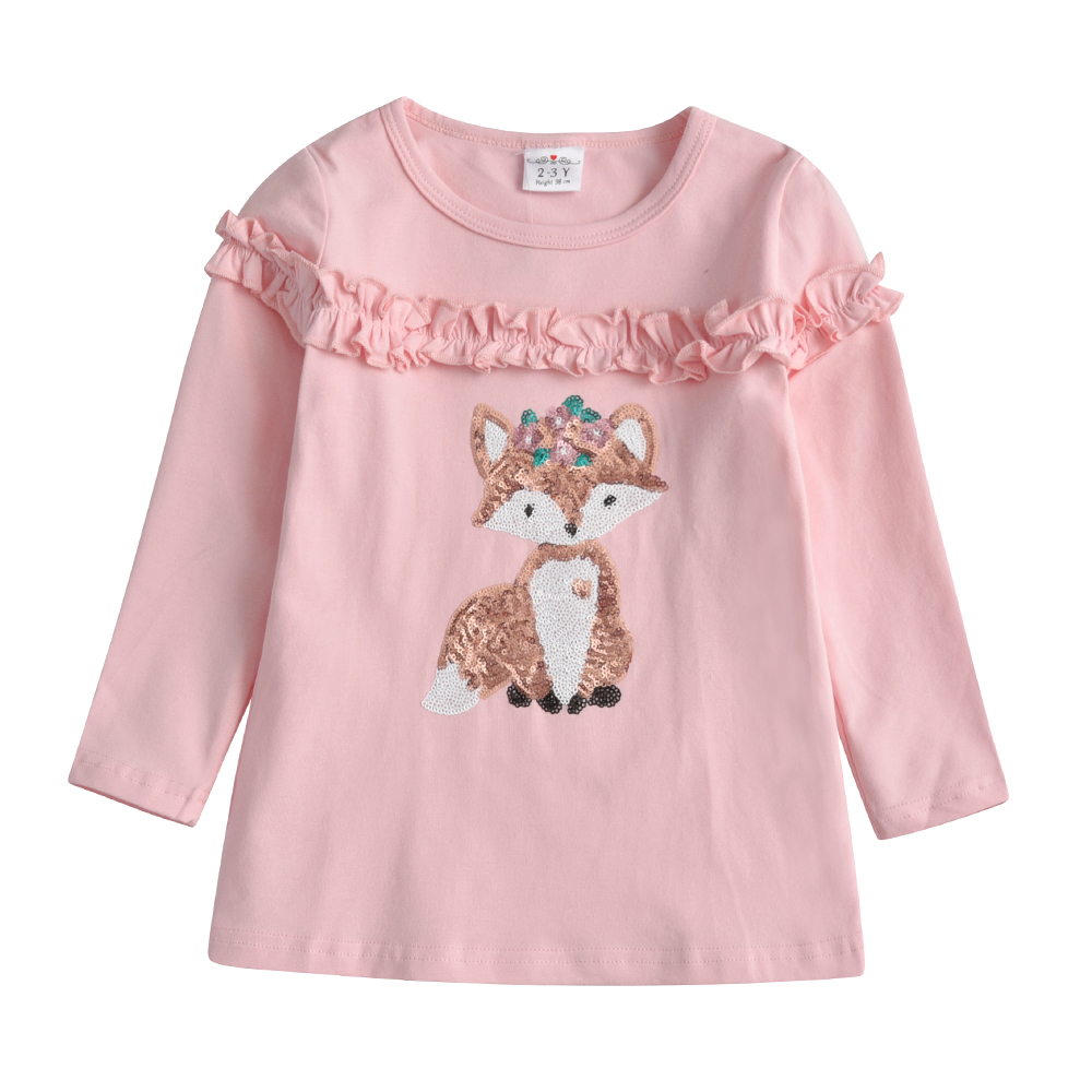 VIKITA Kids Cotton Clothing Sets for Girl Children Fox Sequins Cartoon T Shirt and Butterfly Print Trousers Girl Autumn ClothingX1019
