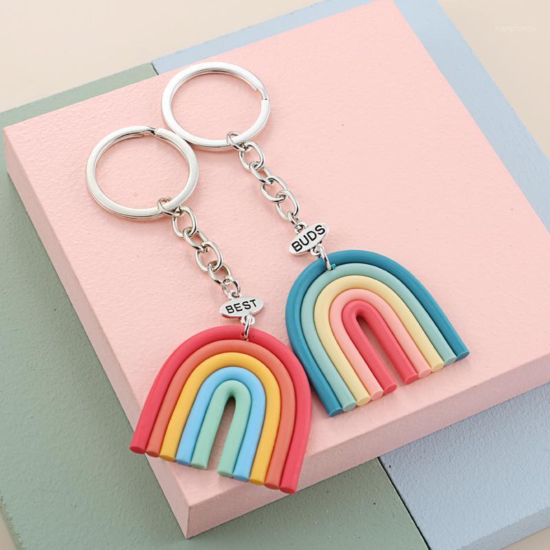 Keychains 1set(2pcs) Gradient Rainbow Keychain Buds Key Ring Handmade Colorful Arched Line Chain Friendship Bff Gift Jewelry, Silver
Keychains 1set(2pcs) Gradient Rainbow Keychain Buds Key Ring Handmade Colorful Arched Line Chain Friendship Bff Gift Jewelry, Silver