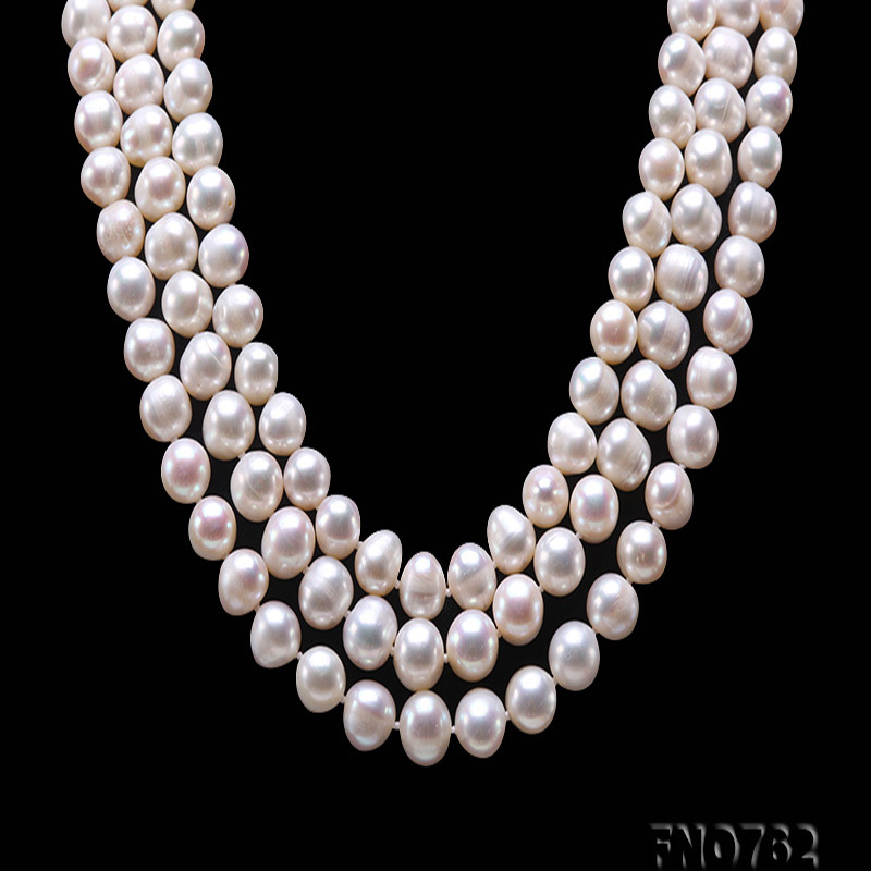 JYX Pearl Sweater Necklaces Long Round Natural White 8-9mm Natural Freshwater Pearl Necklace Endless charm necklace 328sale 201104