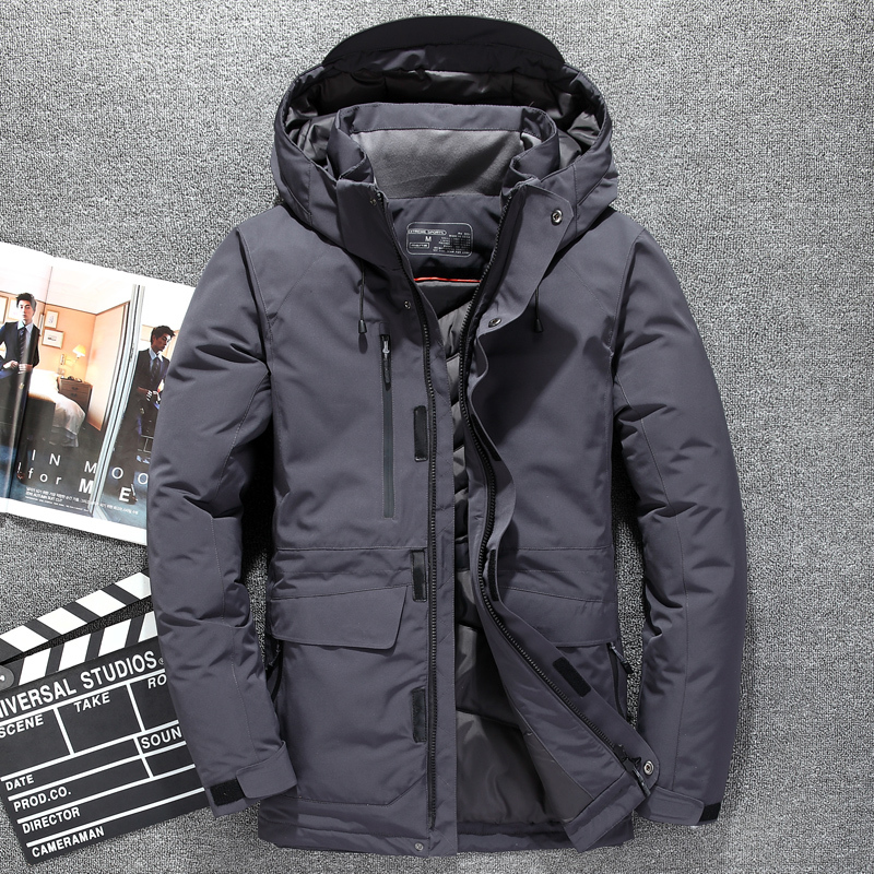 Top Quality White Duck Down Jacket Men Thick Winter NEW Hat Detached Warm Parka Waterproof Windproof -30 Degrees 3069 201223