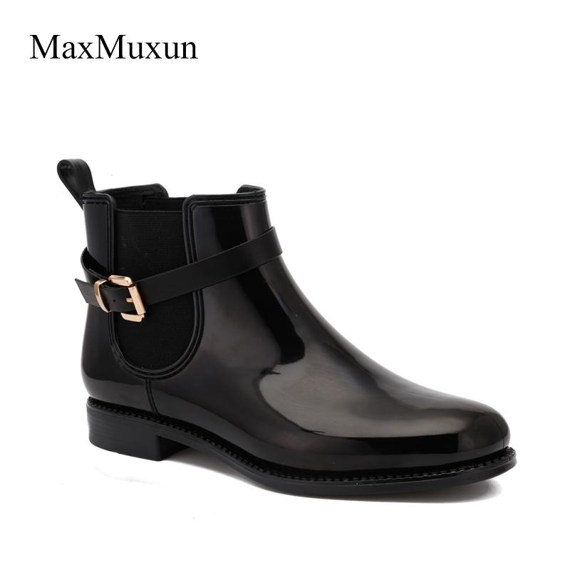 MaxMuxun Women's Ankle Rain Boots Rubber Low Heels Buckle Platform Shoes Walking Outdoor Hunting Waterproof Rainbooties, Black
MaxMuxun Women's Ankle Rain Boots Rubber Low Heels Buckle Platform Shoes Walking Outdoor Hunting Waterproof Rainbooties, Black