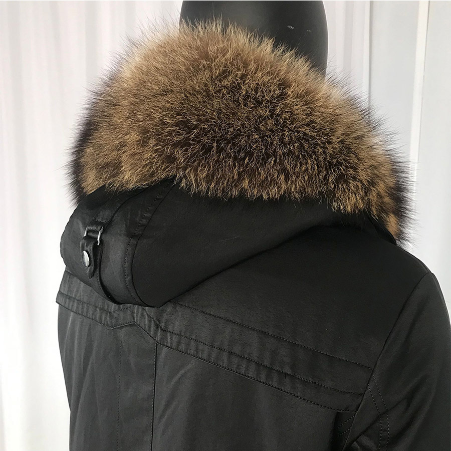 rabbit coat for man winter warm fashion real parkas lining raccoon fur collar Men's parka with f 201127