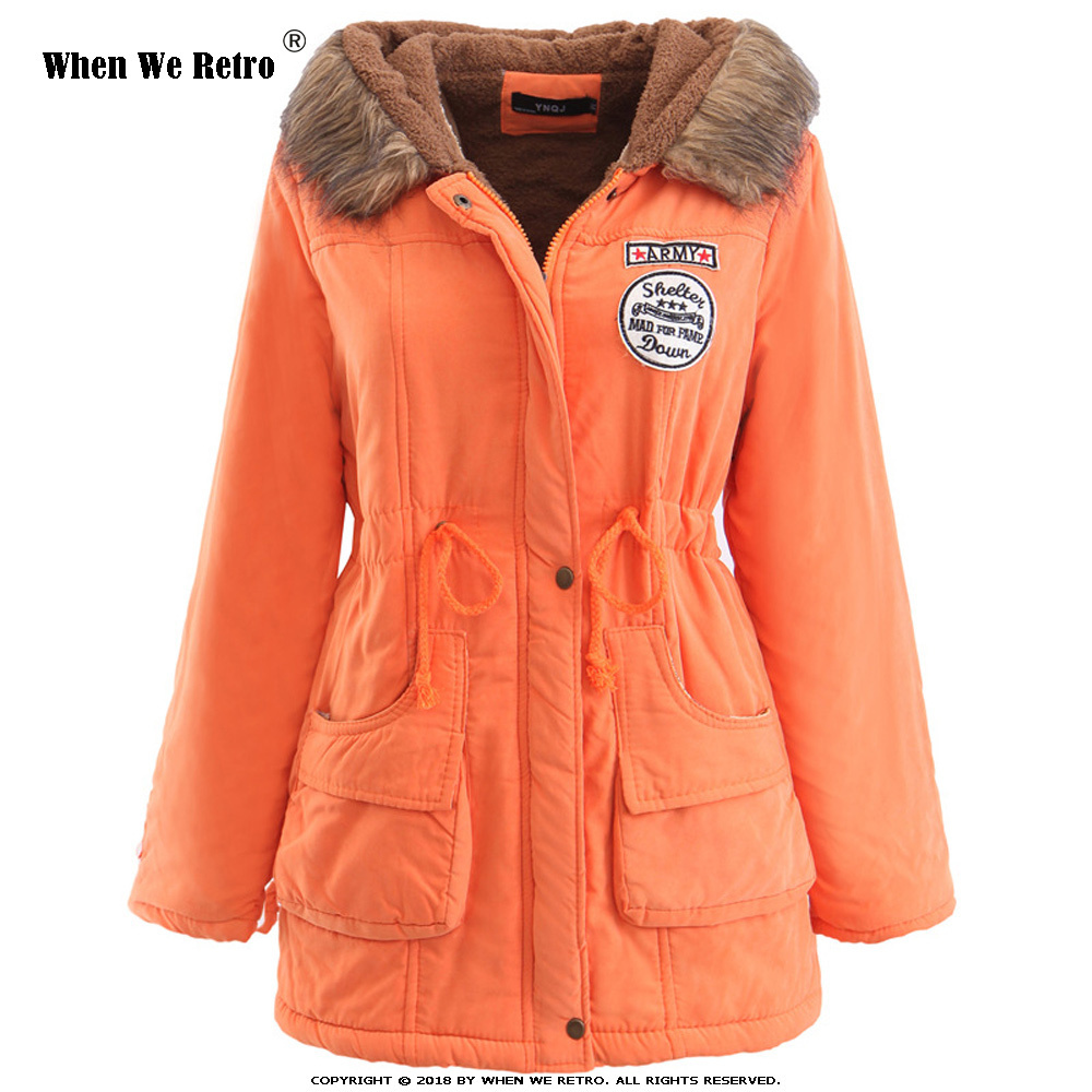 When We Retro Womens Parka Casual Outwear Autumn Winter Thick Warm Hooded Jackets Coat Plus Size 3xl Slim Women's Jackets QY0611 T200114