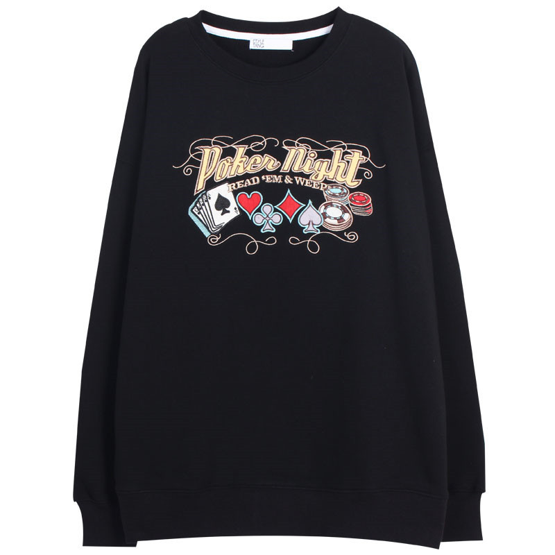2021 New Female Gothic Style Black Sweater Vintage Letter Embroidered Feman Poker Pullovers Around the Neck Outonnloose Hoodies 6TCH
2021 New Female Gothic Style Black Sweater Vintage Letter Embroidered Feman Poker Pullovers Around the Neck Outonnloose Hoodies 6TCH