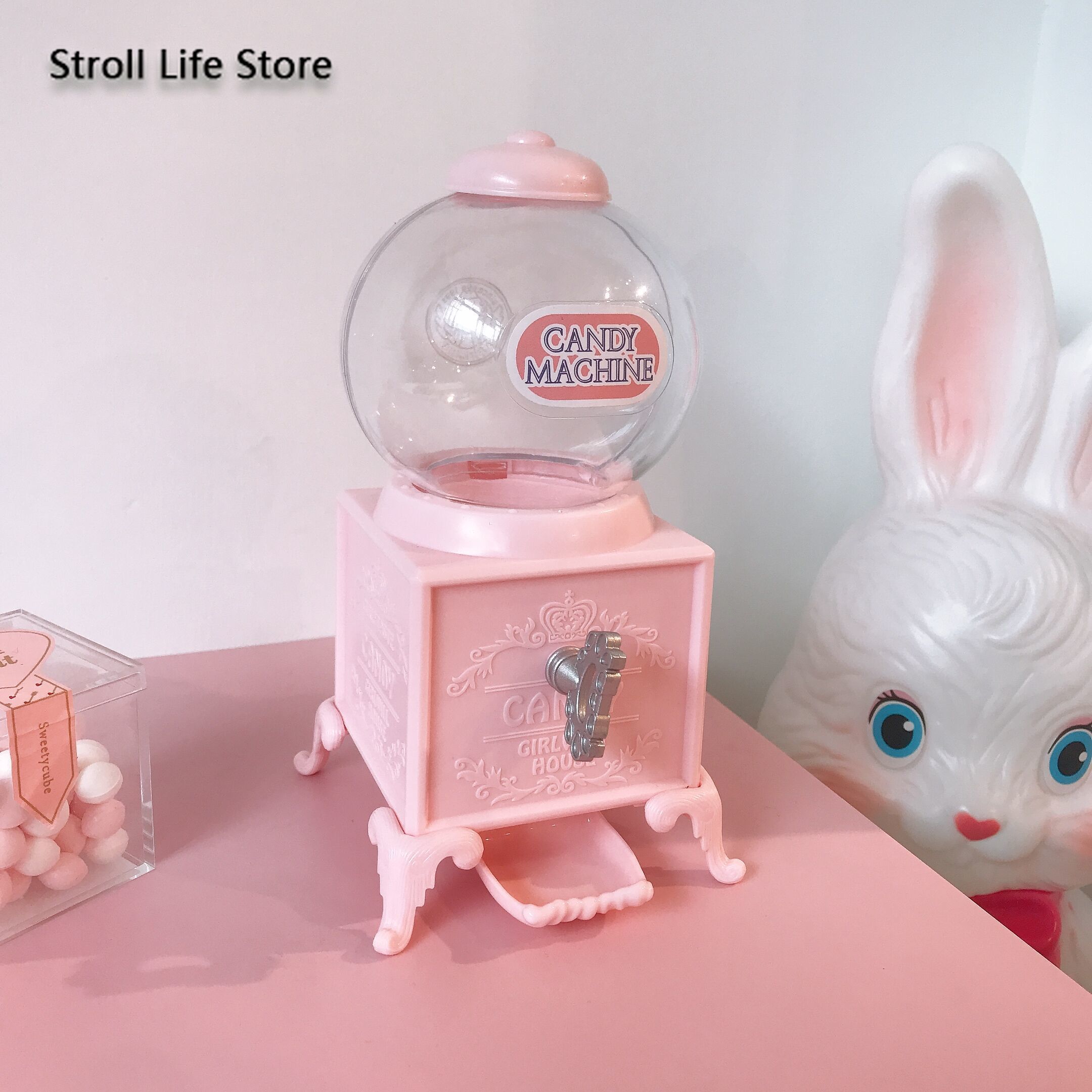 Creative Pink Candy Twist Machine Piggy Bank for Paper Money Boxes Birthday Gift Valentine's Day Girl Heart Gift Ornaments FP092 LJ201212