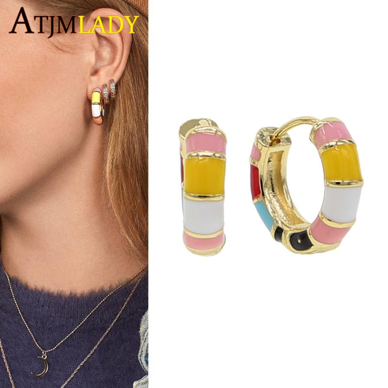 2020 New arrival rainbow colorful enamel pink red yellow women huggie hoop earring Gold filled delicate fashion candy earrings
2020 New arrival rainbow colorful enamel pink red yellow women huggie hoop earring Gold filled delicate fashion candy earrings
