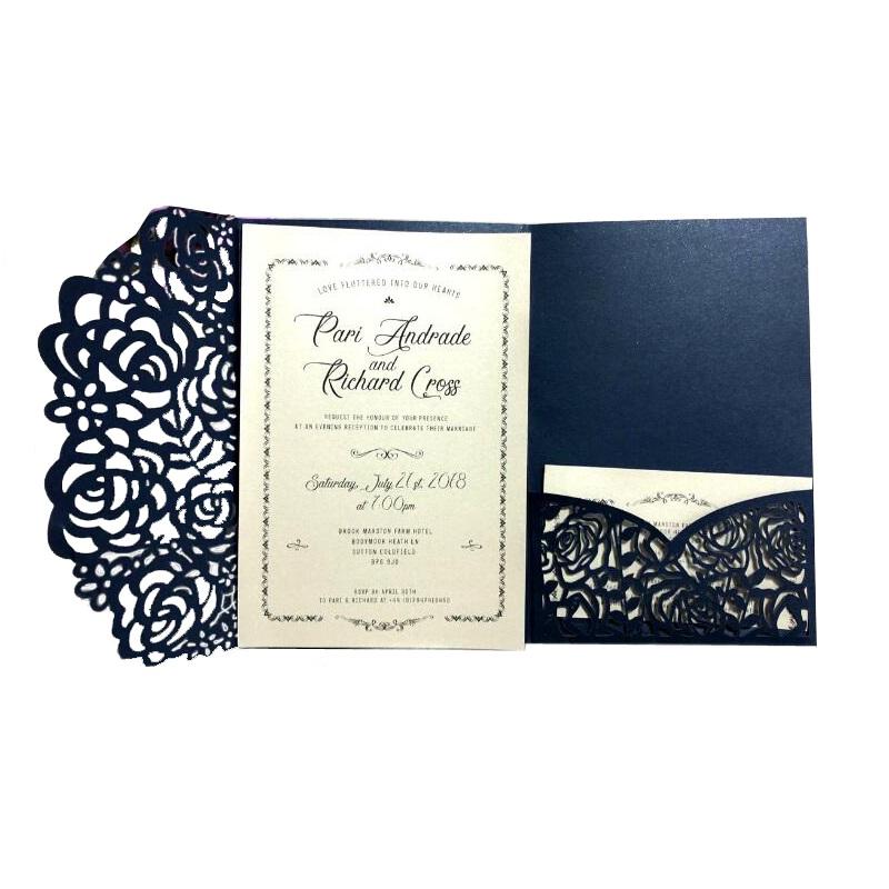 Navy Blue 3 Folding Laser Cut Wedding Business Baby shower Invitation Cards Lace Hollow Rose Birthday Greeting Card RSVP
Navy Blue 3 Folding Laser Cut Wedding Business Baby shower Invitation Cards Lace Hollow Rose Birthday Greeting Card RSVP
