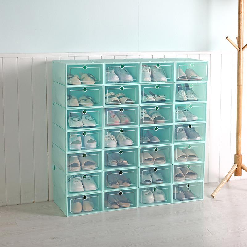 6PCS/Set Thickened flip shoes transparent Drawer Case Plastic Shoe Boxes Stackable Box storage box shoe storage organizer