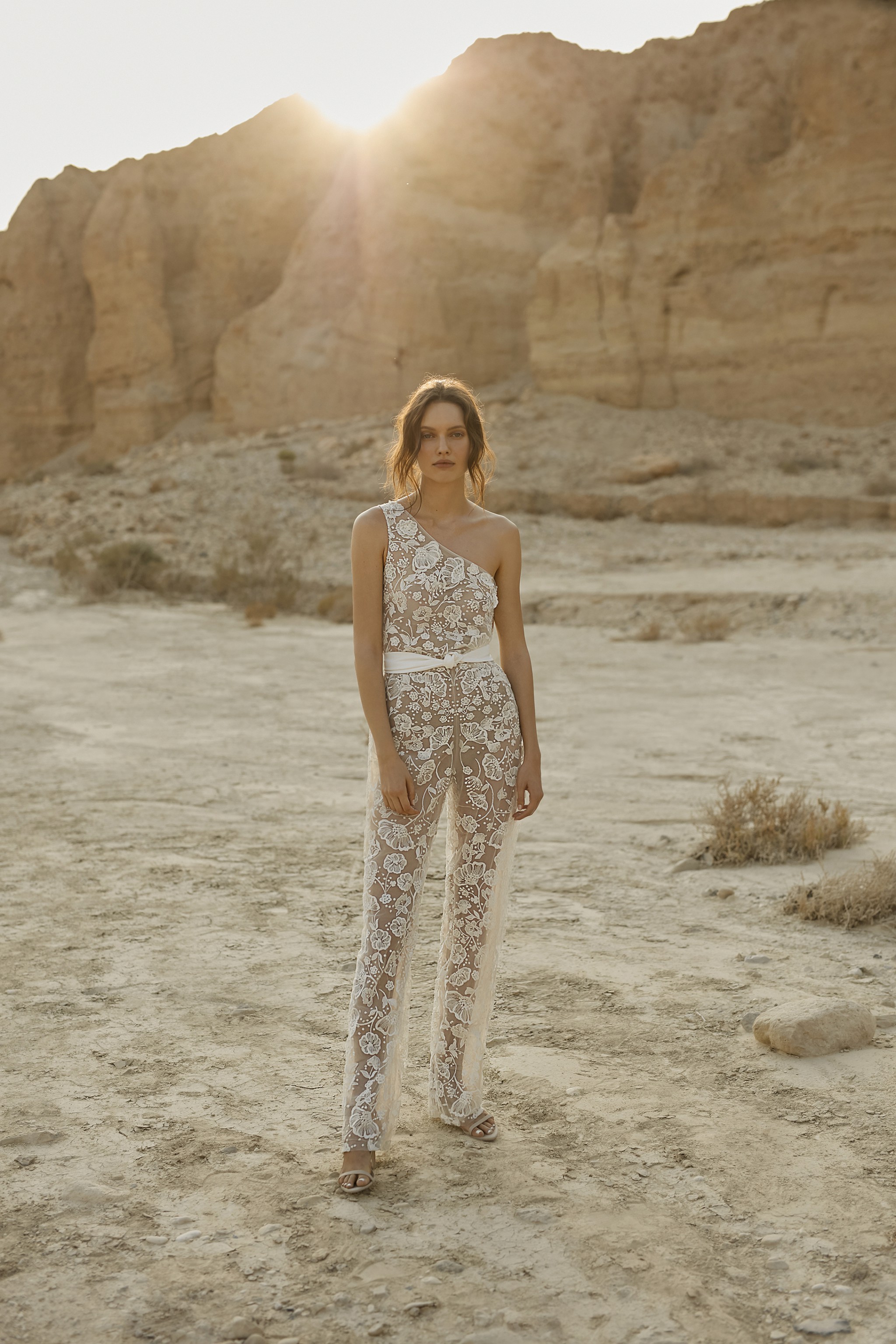 one shoulder a line wedding dresses lace illusion bridal jumpsuit custom made plus size vestido de novia