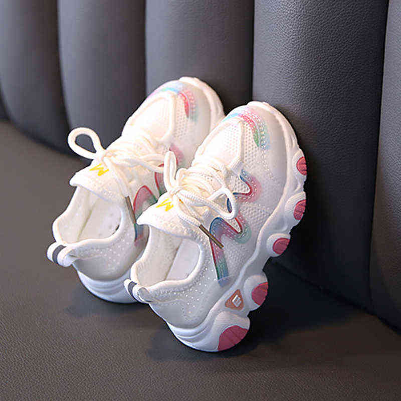 New Spring Children Shoes for Girls Sport Shoes Fashion Breathable Baby Shoes Soft Bottom Non-slip Casual Kids Girl Sneakers AA220311