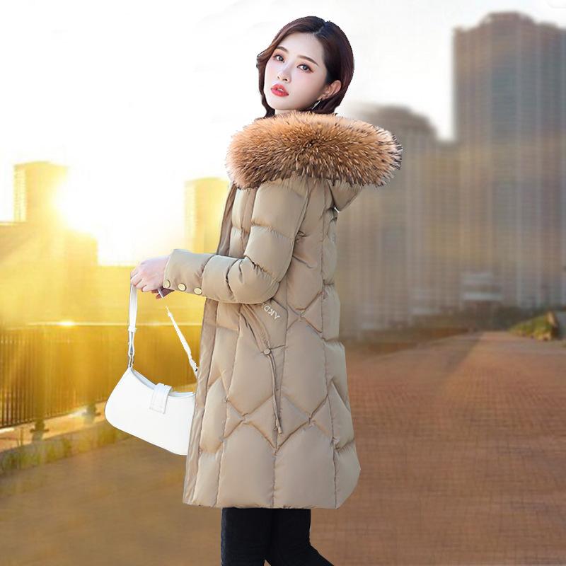 White duck down down jacket women's middle length over knee 2021 new winter casual thickened thin winter coat, Black
White duck down down jacket women's middle length over knee 2021 new winter casual thickened thin winter coat, Black