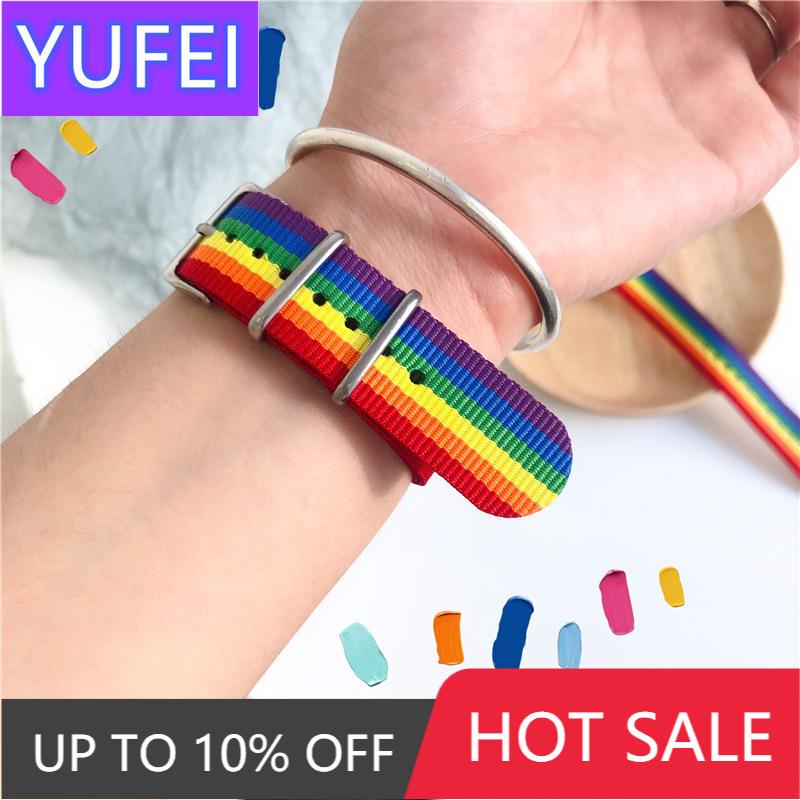 Charm Bracelets Couples Rainbow Strap Bracelet For Women Men Nylon Bangles Lovers Braided Pulseras Friendship Jewelry
Charm Bracelets Couples Rainbow Strap Bracelet For Women Men Nylon Bangles Lovers Braided Pulseras Friendship Jewelry