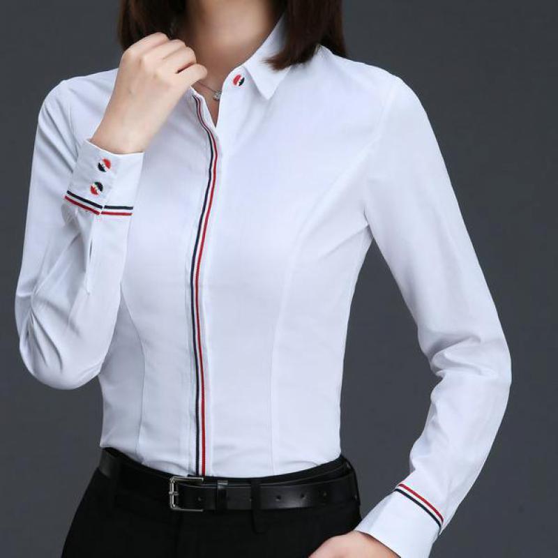 Women Business Blouse Button Long Sleeve Lapel Ladies Office Work Shirts Elegant Female Blusas Satin Slim Wear New Arrival T200321