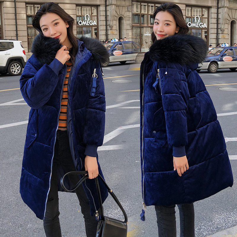 winter women's clothing new fashion long parka feminine coat velvet female winter jacket parka woman Fur collar coat 201201