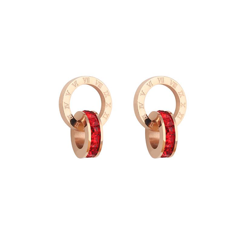 JIOROMY Roman Numerals Earrings With Red CZ Fashion Jewelry Stud Earrings For Women Gold Earring Double Rings
JIOROMY Roman Numerals Earrings With Red CZ Fashion Jewelry Stud Earrings For Women Gold Earring Double Rings