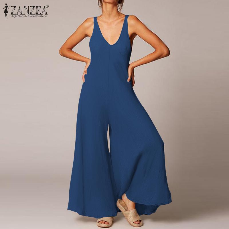 Stylish Wide Leg Jumpsuits Women' Summer Overalls ZANZEA 2020 Casual Solid V Neck Playsuits Female Rompers Plus Size Pants 7, Blue
Stylish Wide Leg Jumpsuits Women' Summer Overalls ZANZEA 2020 Casual Solid V Neck Playsuits Female Rompers Plus Size Pants 7, Blue