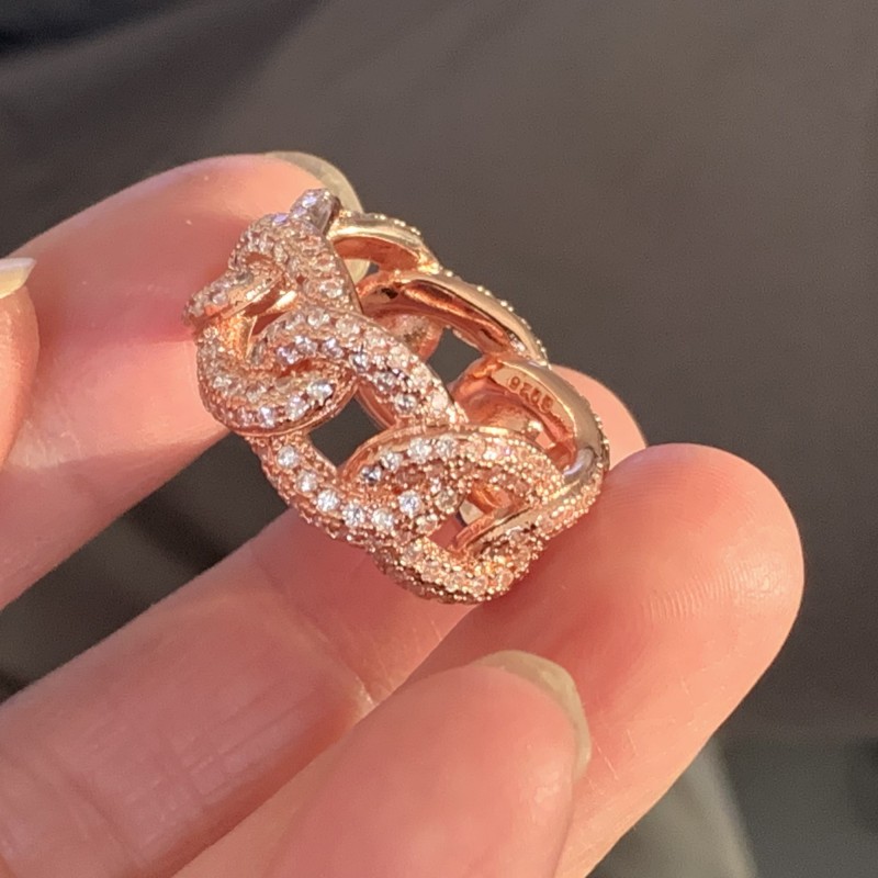 Sterg Sier Rose Gold CZ Dia Party Ring | White Sapphire Wedding Band