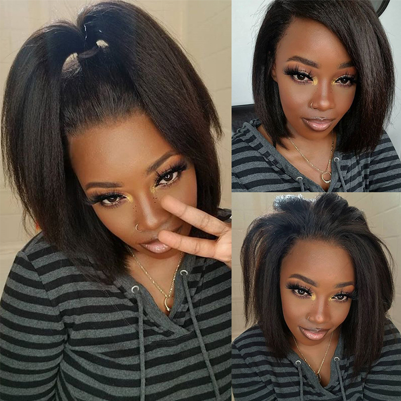 13x1 Front Human Hair150%Remy Baby Hair Wigs Haire Lace Frontal Wig Full Glueless Kinky Straight