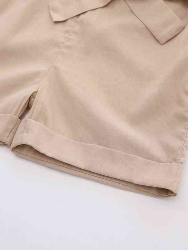 Baby Girl Half Button Belted Romper SHE