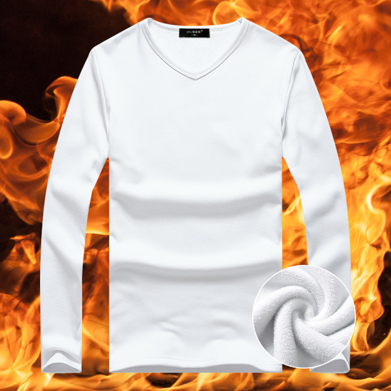 Winter Tops Tshirt thermo Underwear Warm Long Johns V Neck Thick Fleece Thermal Clothing for Men 201023