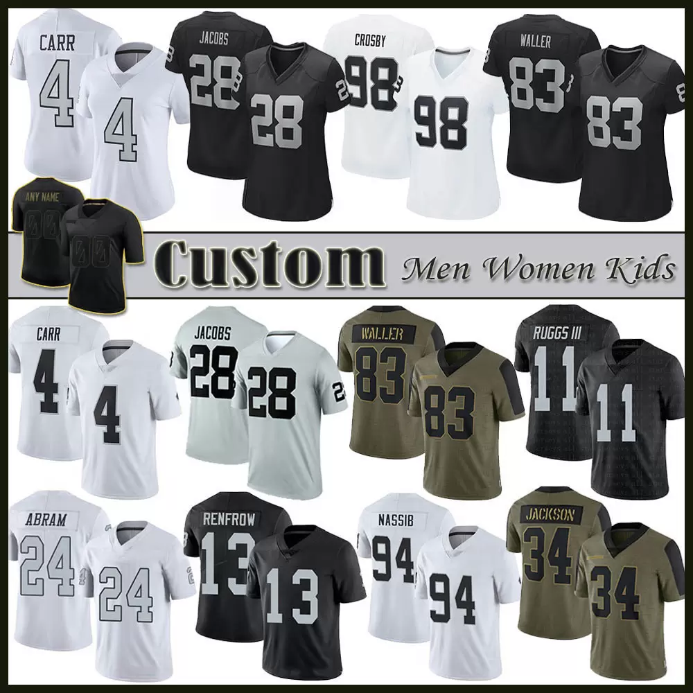 Las 28 Josh Jacobs 98 Maxx Crosby Vegas Custom Men Women Kids Football Jersey 4 Derek Carr 83 Darren Waller 13 Hunter Renfrow Carl Nassib Marcus Mariota Charles Woodson, Shown
Las 28 Josh Jacobs 98 Maxx Crosby Vegas Custom Men Women Kids Football Jersey 4 Derek Carr 83 Darren Waller 13 Hunter Renfrow Carl Nassib Marcus Mariota Charles Woodson, Shown
