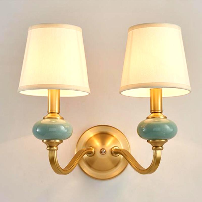 American Copper&Ceramic wall lamps bedside bedroom 1/2 heads white Cloth Cover Brass Aisle Wall Light
American Copper&Ceramic wall lamps bedside bedroom 1/2 heads white Cloth Cover Brass Aisle Wall Light