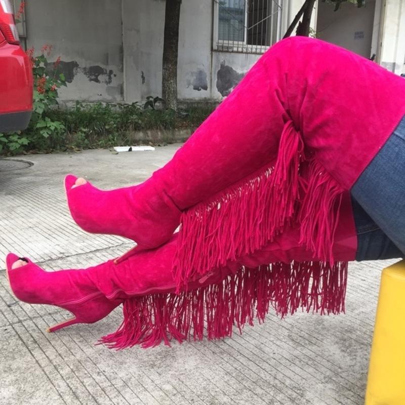 New Models Shoes Ladies Fashion Peep Toe Back Fringe Sexy Thigh High Boots Customized Big Size 47 City Trend High Heel Shoes, Red
New Models Shoes Ladies Fashion Peep Toe Back Fringe Sexy Thigh High Boots Customized Big Size 47 City Trend High Heel Shoes, Red