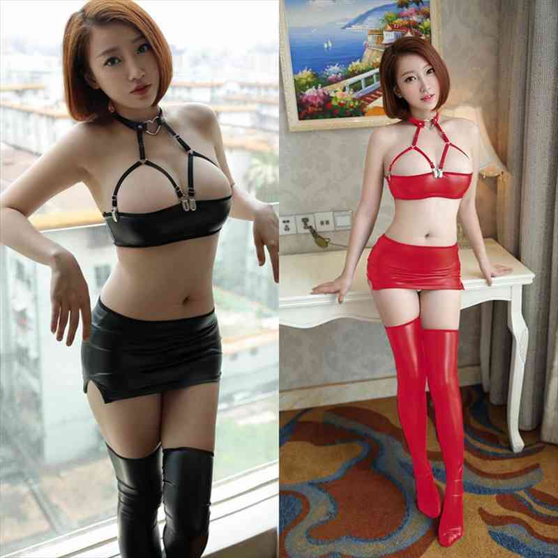 3pc set women pu faux leather micro mini skirt bra wet look club ds dance wear skirt fantasy erotic wear, Black
3pc set women pu faux leather micro mini skirt bra wet look club ds dance wear skirt fantasy erotic wear, Black