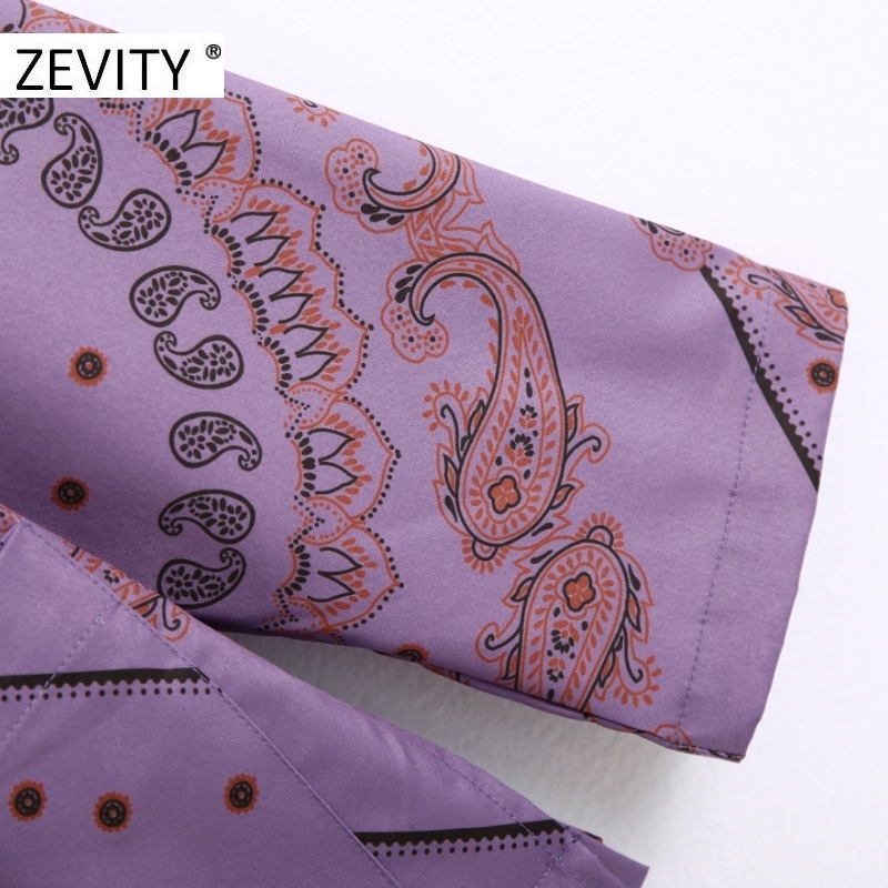 ZEVITY women vintage totem paisley flower print casual kimono smock blouse shirts female pockets roupas chic chemise tops LS7132 201130