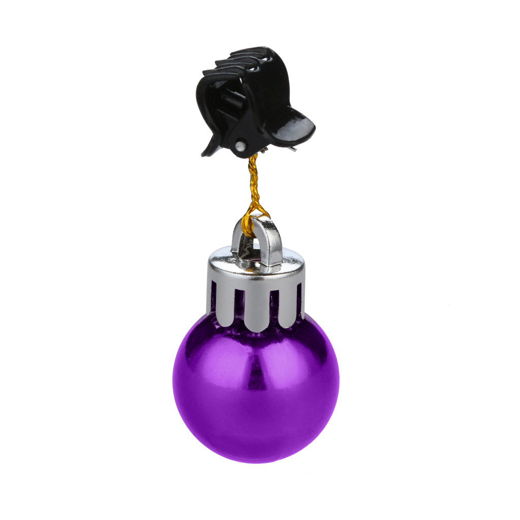 12pcs Christmas Ball Ornaments Baubles Clips Shiny Easy Attach High Gloss Facial Hair Clips Beard Bauble For Events Party