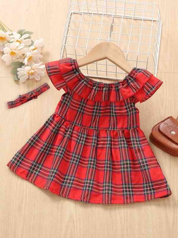 Baby Tartan Ruffle Trim Dress SHE