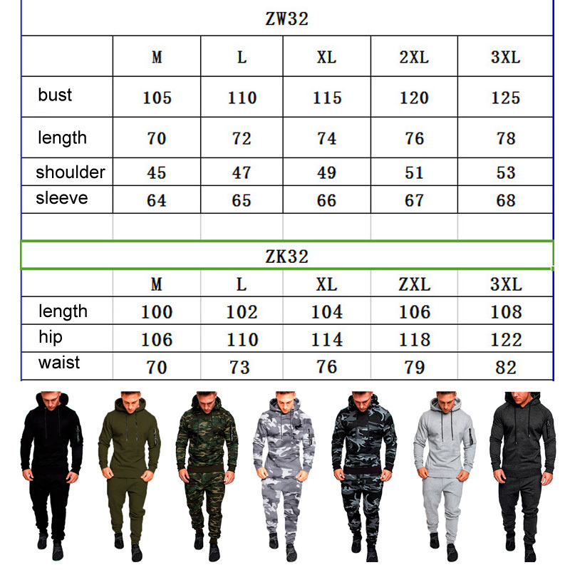 NEW Tracksuit Autumn Winter Camou Hoodies Casual Sweat Suits Drawstring Pullover Outfit Sportswear Men 2 Piece Set Plus Size 201130