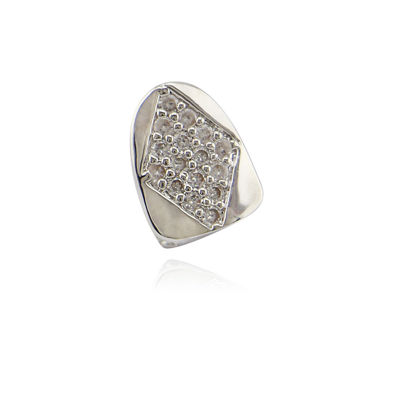 Gold Silver Iced Out CZ Bling Grillz Full Diamond Stone Teeth Grills Tooth Cap Hip Hop Dental Mouth Teeth Braces for Men Women