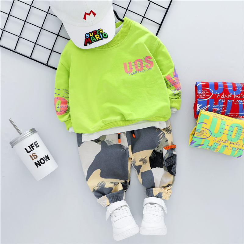 HYLKIDHUOSE Baby Girls Boys Clothing Sets 2020 Autumn T Shirt Camouflage Pants Inafnt Newborn Clothes Kids Children ClothesX1019