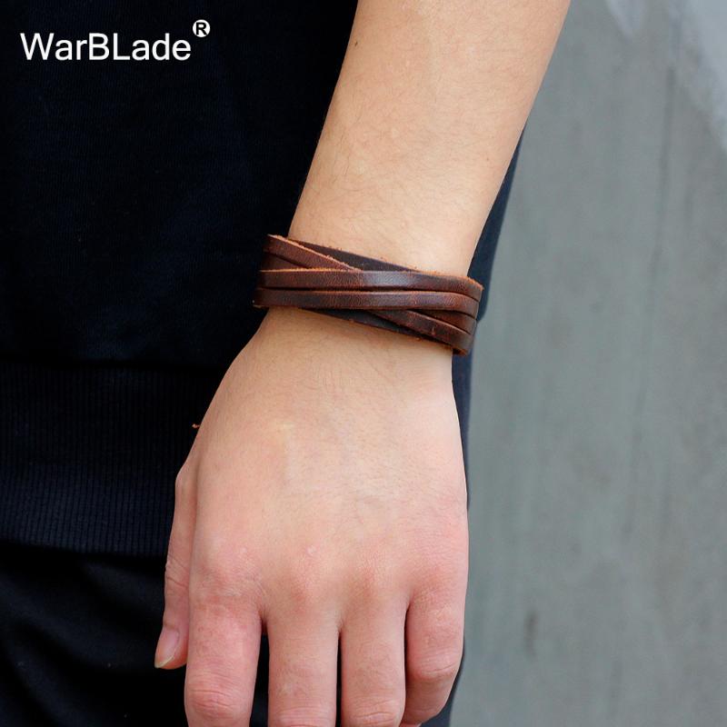 Charm Bracelets WarBLade 2021 Fashion Men Bracelet Black Brown Genuine Leather Bangles Punk Wide Wrap Wristband For Women Jewelry
Charm Bracelets WarBLade 2021 Fashion Men Bracelet Black Brown Genuine Leather Bangles Punk Wide Wrap Wristband For Women Jewelry