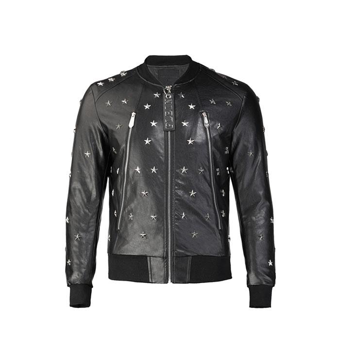 Leather Men's wear imitation leather PU star rivet motorcycle jacket jacket, Black
Leather Men's wear imitation leather PU star rivet motorcycle jacket jacket, Black