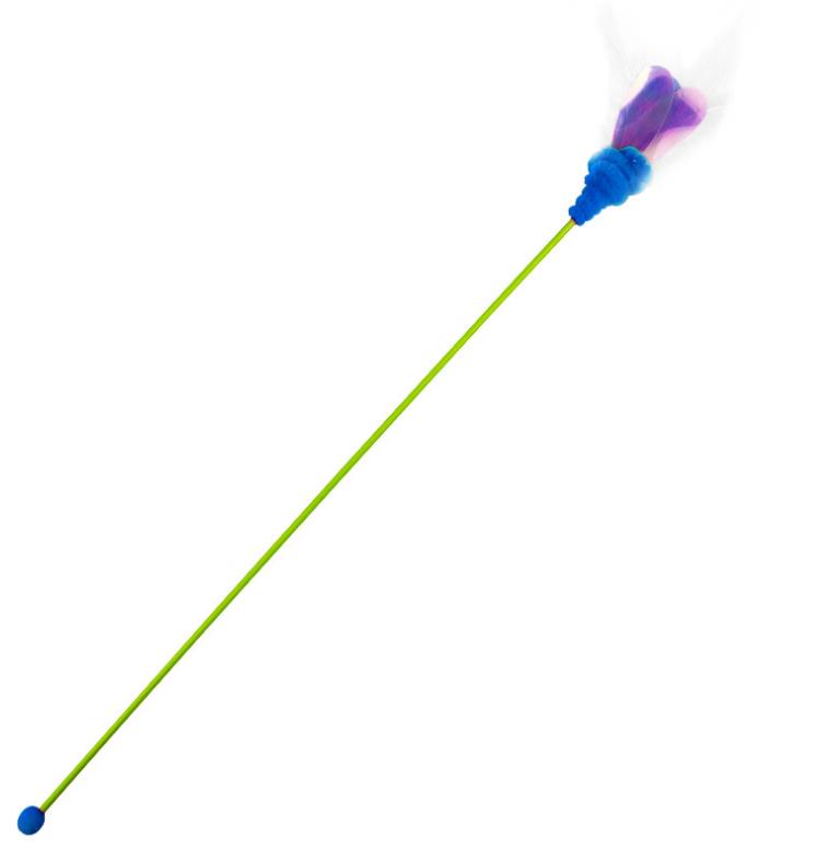 Cat Feather Teaser Wand Fun Pet Kitten Kitty Playing Toy Interactive Fishing Pole Stick Catcher Exerciser with Dragoy Butterfly