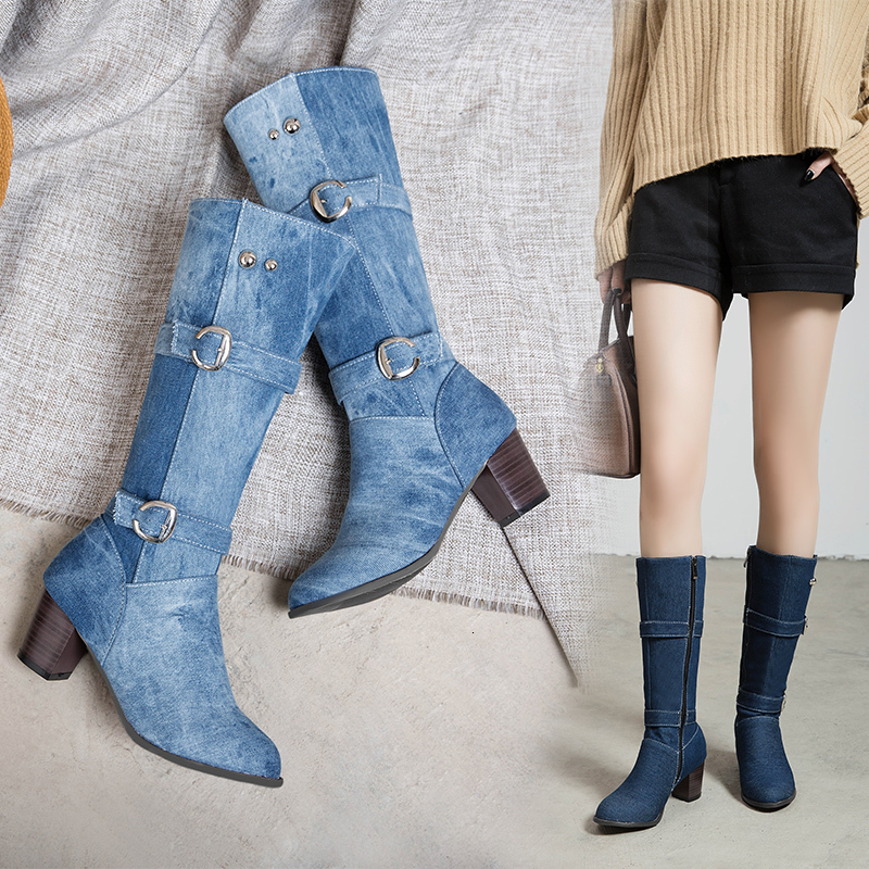 2021 Hot Female in Mid-calf Size 22-28cm Cowboy Metal Buckle 30cm Winter Women's Boots 3K8I, Light blue
2021 Hot Female in Mid-calf Size 22-28cm Cowboy Metal Buckle 30cm Winter Women's Boots 3K8I, Light blue