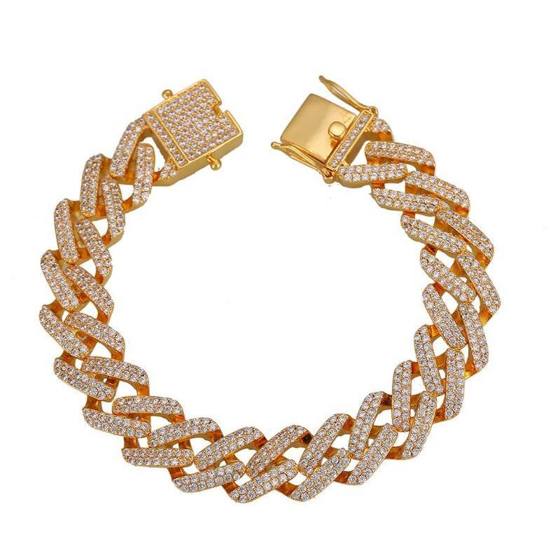 Paper Clip Coffee Bean Lock Clasp Link 78 Inch Bracelet Iced Out Zircon Bling Hip Hop Men Jewelry Gift Beaded Charms Bracelets P0
